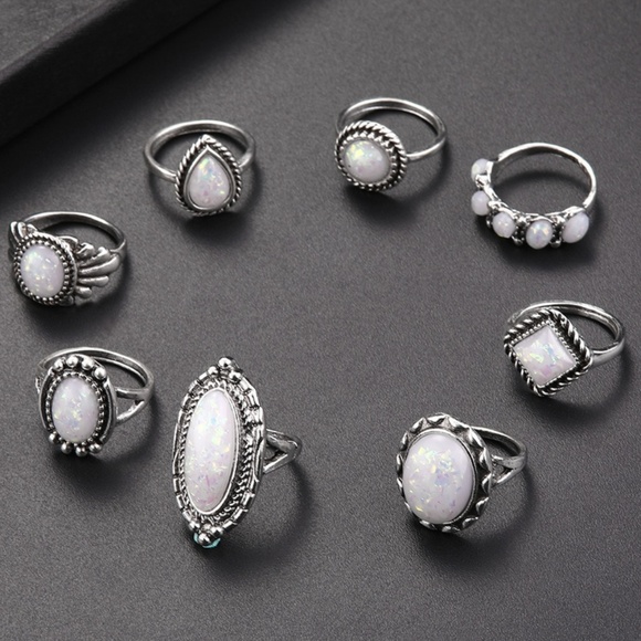 Buckle Jewelry - NEW! WOMEN'S BOHO OPAL 8PC RING SET